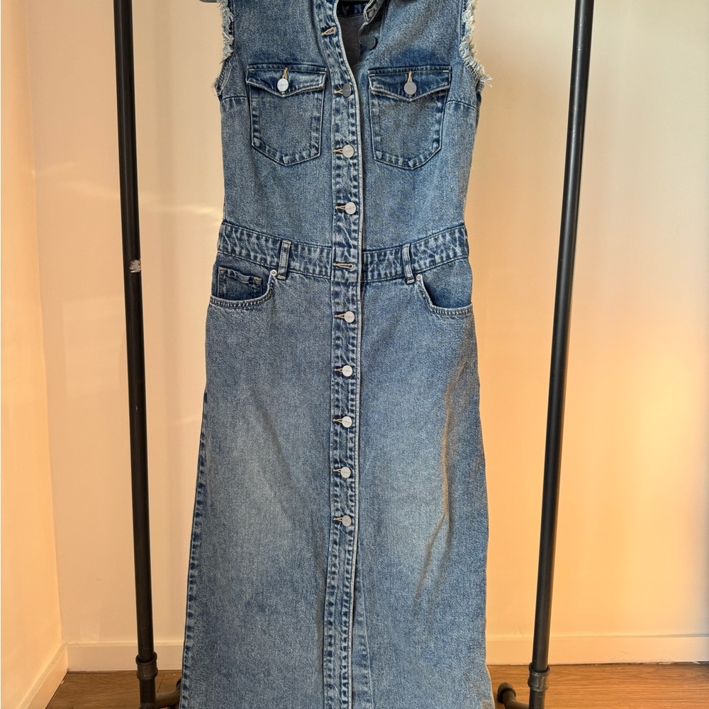 All Saints Blue Denim Midi Dress
